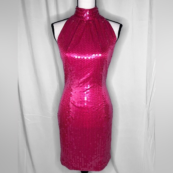 Niteline Dresses & Skirts - Vintage Nite Line Pink Sequin Mini Dress Size 6